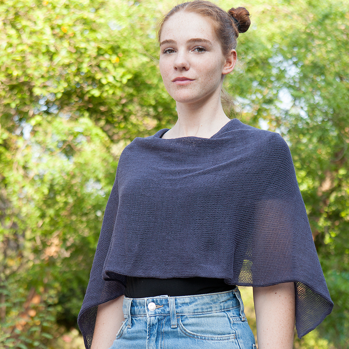 BU6110-gra Poncho Belle Graublau