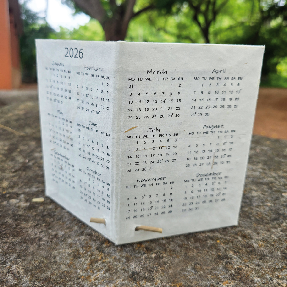 Tischkalender Natur Rückseite