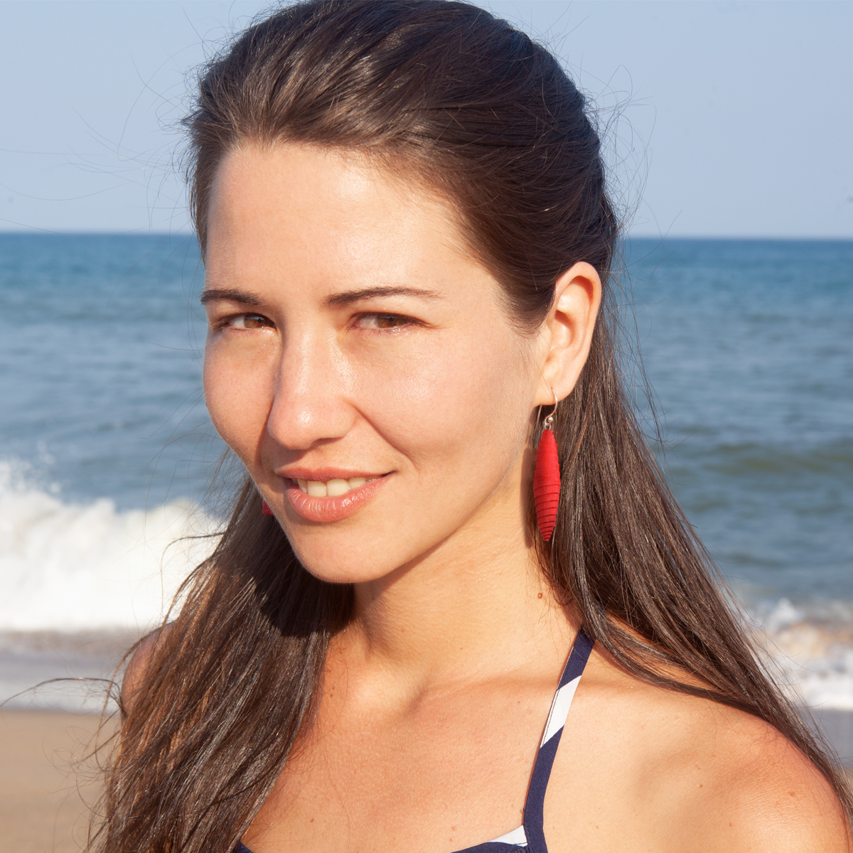 ER02-ro Ohrringe Spindel Rot