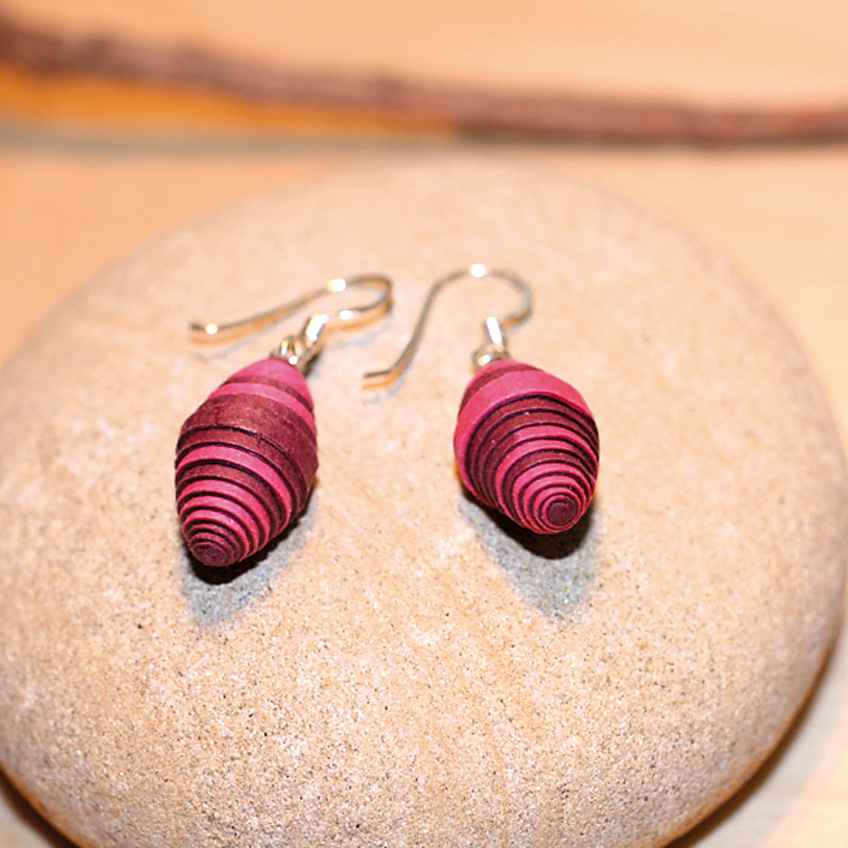 ER05-pfp Ohrringe Duo-Spindel Pflaume-Pink