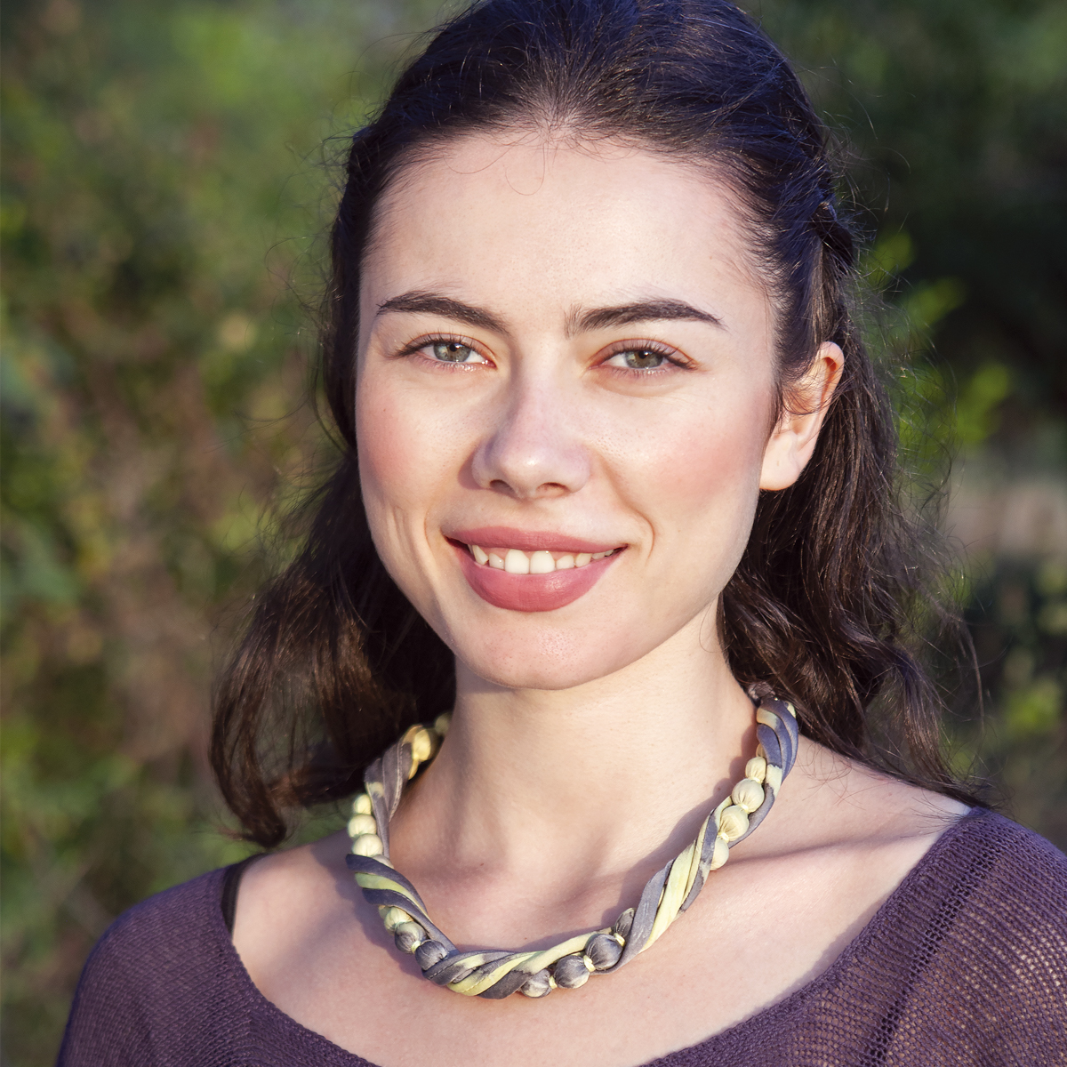 HN10-hgr_Halskette_EcoPrint_mehrreihig_Hellgrau_Model HN10-hgr Halskette EcoPrint mehrreihig Hellgrau