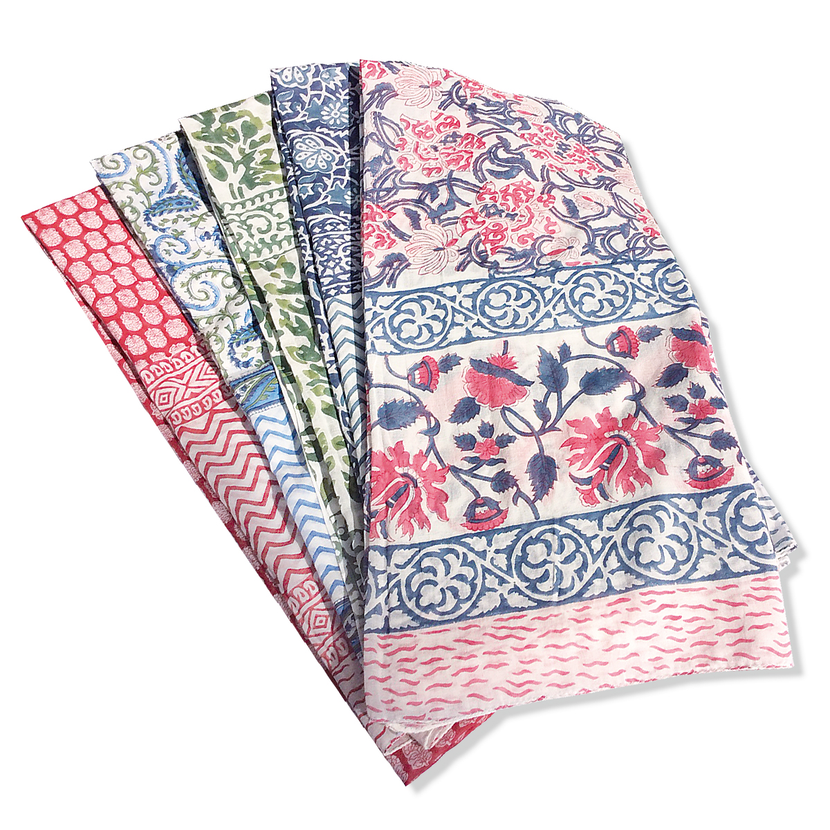 SL-412 Halstuecher Pareo Blockdruck Jaipur