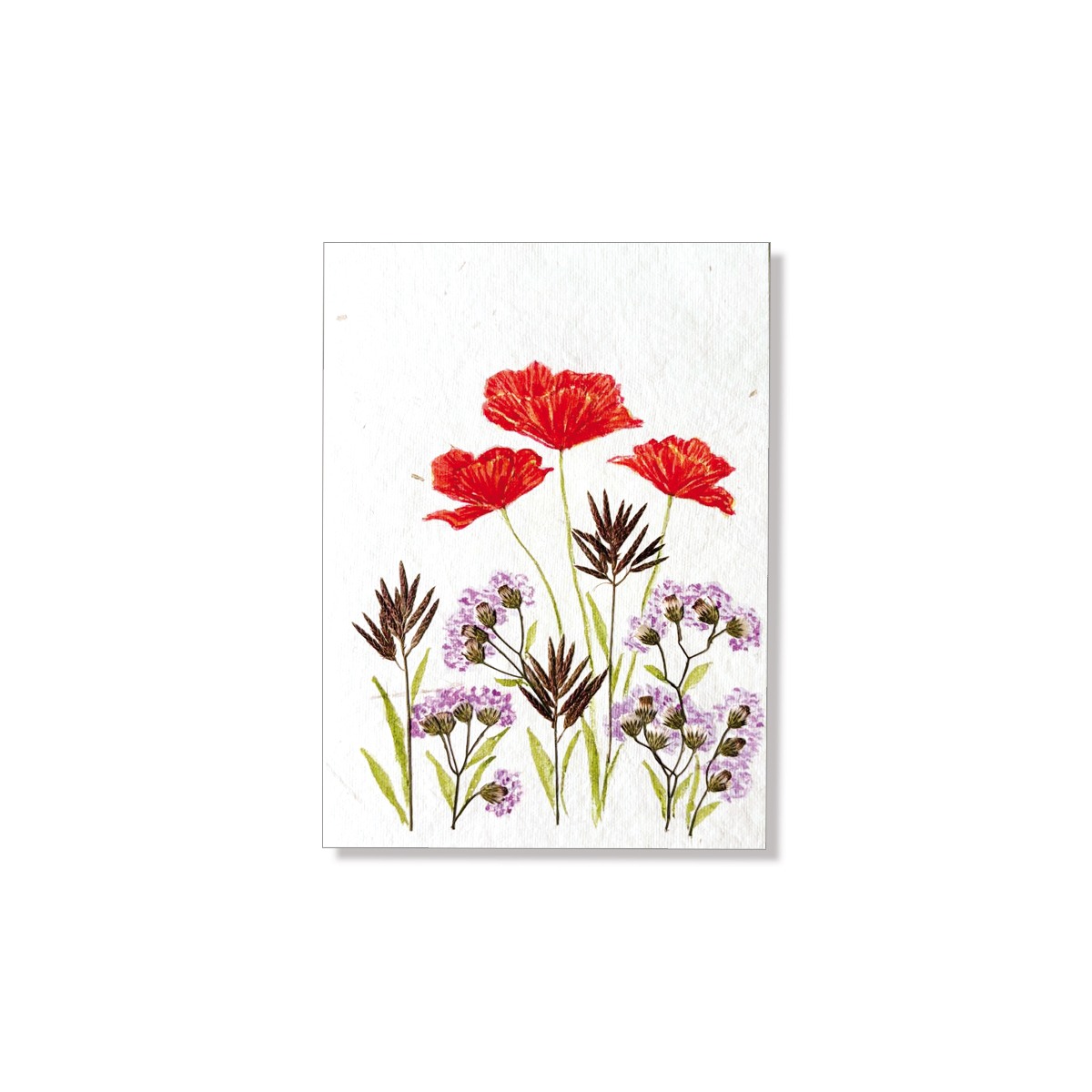 PU425d_Grusskarte_Hand-painted_orangene-und-violette-Blueten